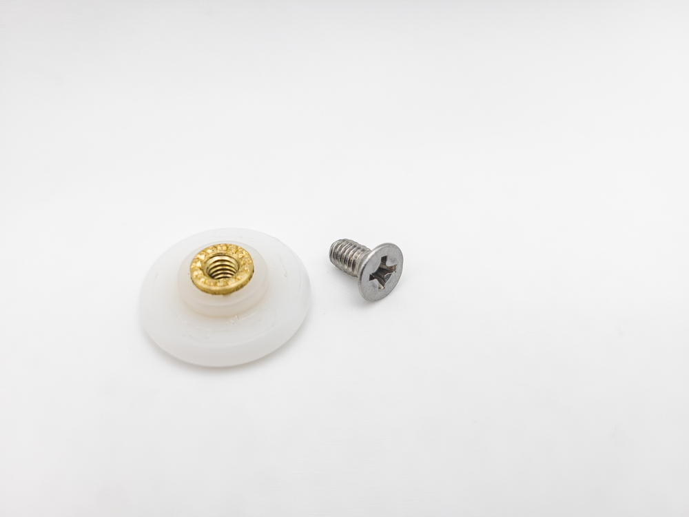 Rueda de nylon para mampara frontal con rodamiento de casquillo. Eje roscado M4, diámetro 20 mm. RAN (6 uds) - Imagen 3