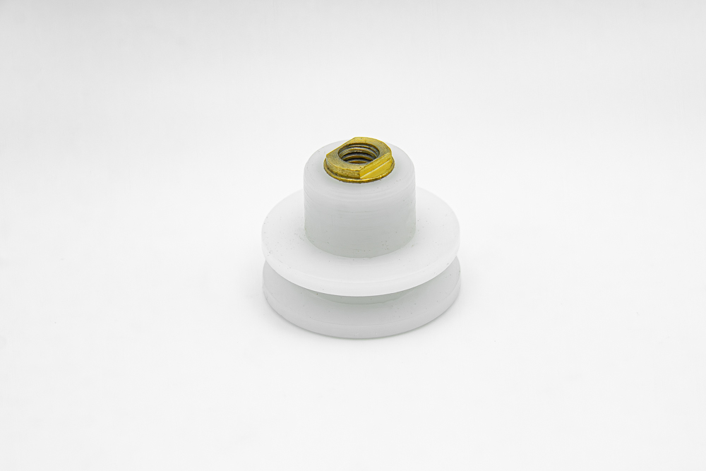 Rueda de nylon para mampara semicircular con rodamiento de casquillo, pista cóncava, cuello largo. Eje roscado M5, diámetro 25 mm. RAN (2 UNIDADES)