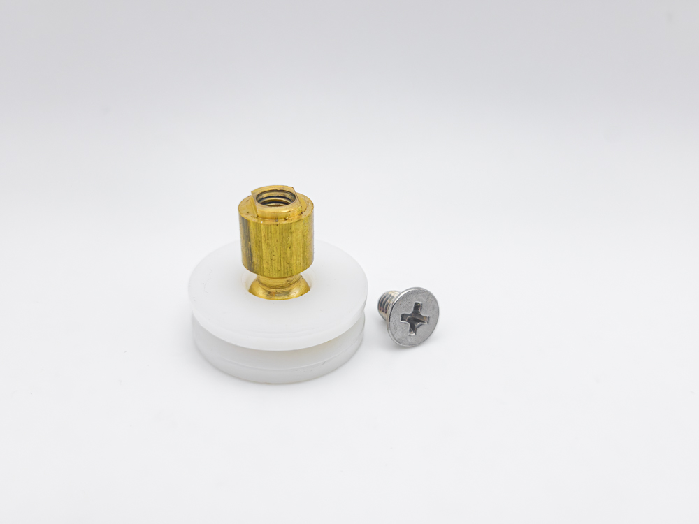 Rueda de nylon para mampara de rótula, con rodamiento de casquillo, pista cóncava. Eje roscado M5, diámetro 26 mm. RAN (4 UNIDADES) - Imagen 3