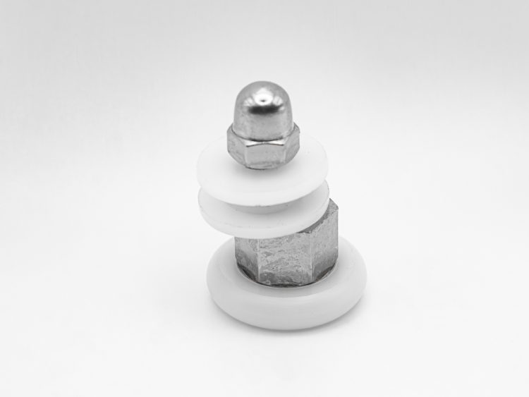 Rodamiento excéntrico regulable para mampara de ducha con puerta corredera de cristal. M6, diámetro 25 mm, rodamiento de agujas. RAN (2 unidades)