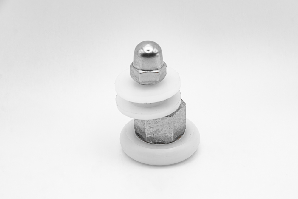 Rodamiento excéntrico regulable para mampara de ducha con puerta corredera de cristal. M6, diámetro 25 mm, rodamiento de agujas. RAN (2 unidades)