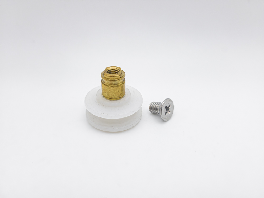 Rueda de nylon para mampara angular con rodamiento de casquillo, pista cóncava y eje roscado M5, diámetro 22 mm. RAN (4 UNIDADES) - Imagen 3