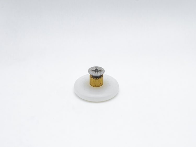 Rueda de nylon con rodamiento de casquillo para mampara frontal plegable, cuello largo. Eje roscado M4, 20 mm de diámetro. RAN (6 UNIDADES)