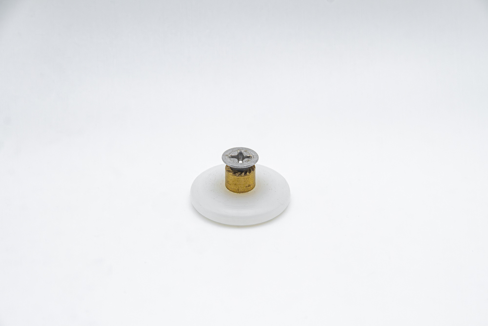 Rueda de nylon con rodamiento de casquillo para mampara frontal plegable, cuello largo. Eje roscado M4, 20 mm de diámetro. RAN (6 UNIDADES)