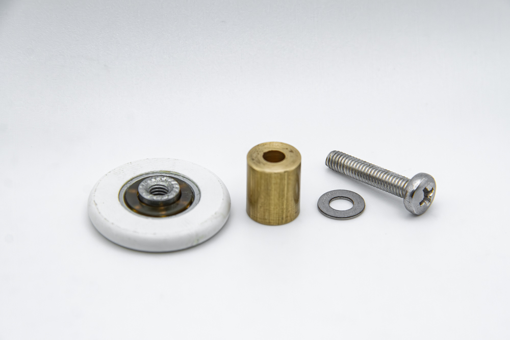 Rueda para mampara frontal con rodamiento de bolas y prolongador de 12 mm, eje roscado M4, diámetro 26 mm - RAN (4 unidades) - Imagen 3