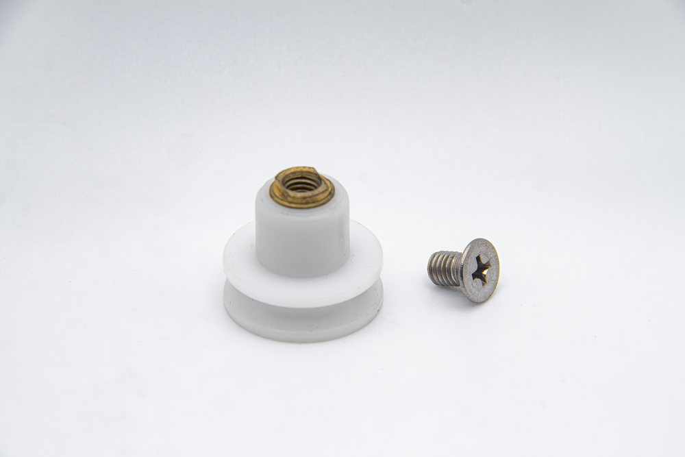 Rueda de nylon para mampara angular con rodamiento de casquillo, pista cóncava y eje roscado M5, diámetro 22 mm. RAN (2 UNIDADES) - Imagen 3