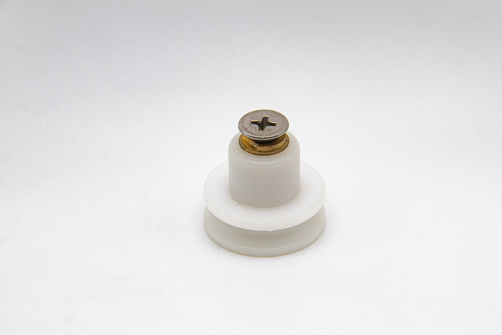 Rueda de nylon para mampara angular con rodamiento de casquillo, pista cóncava y eje roscado M5, diámetro 22 mm. RAN (2 UNIDADES)