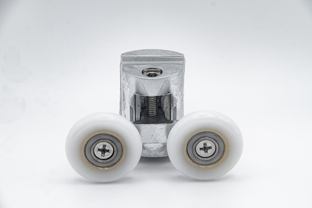 Rodamiento doble articulado con soporte cromado para mampara de ducha. Tornillo M6, diámetro rueda 25 mm. RAN (1 unidad)