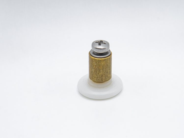 Rueda de nylon para mampara frontal con rodamiento de casquillo y prolongador de 12 mm. Eje roscado M4, diámetro 20 mm. RAN (4 UNIDADES)