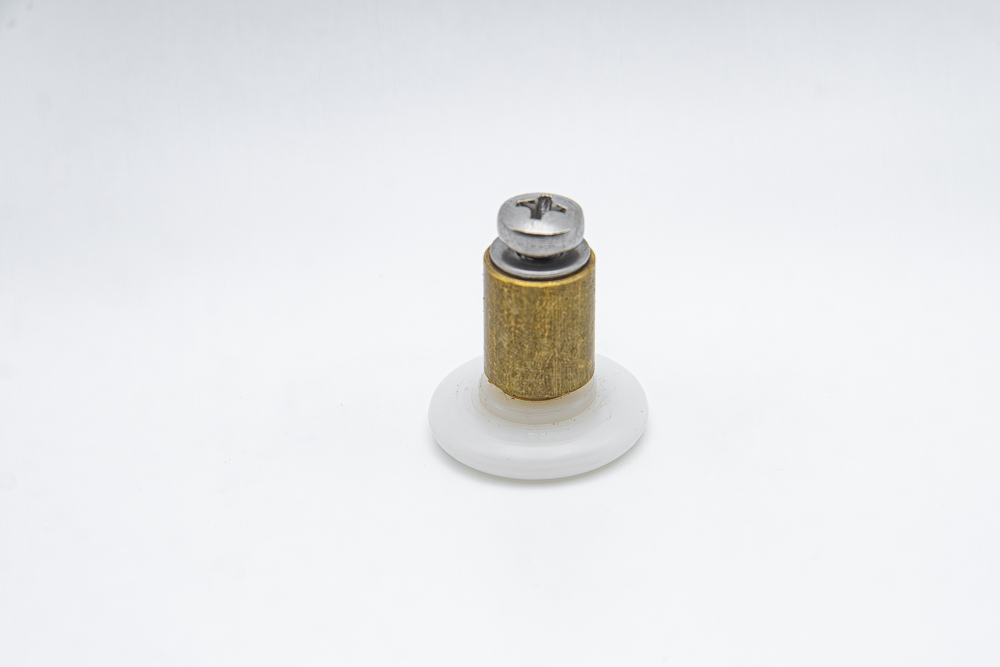 Rueda de nylon para mampara frontal con rodamiento de casquillo y prolongador de 12 mm. Eje roscado M4, diámetro 20 mm. RAN (4 UNIDADES)