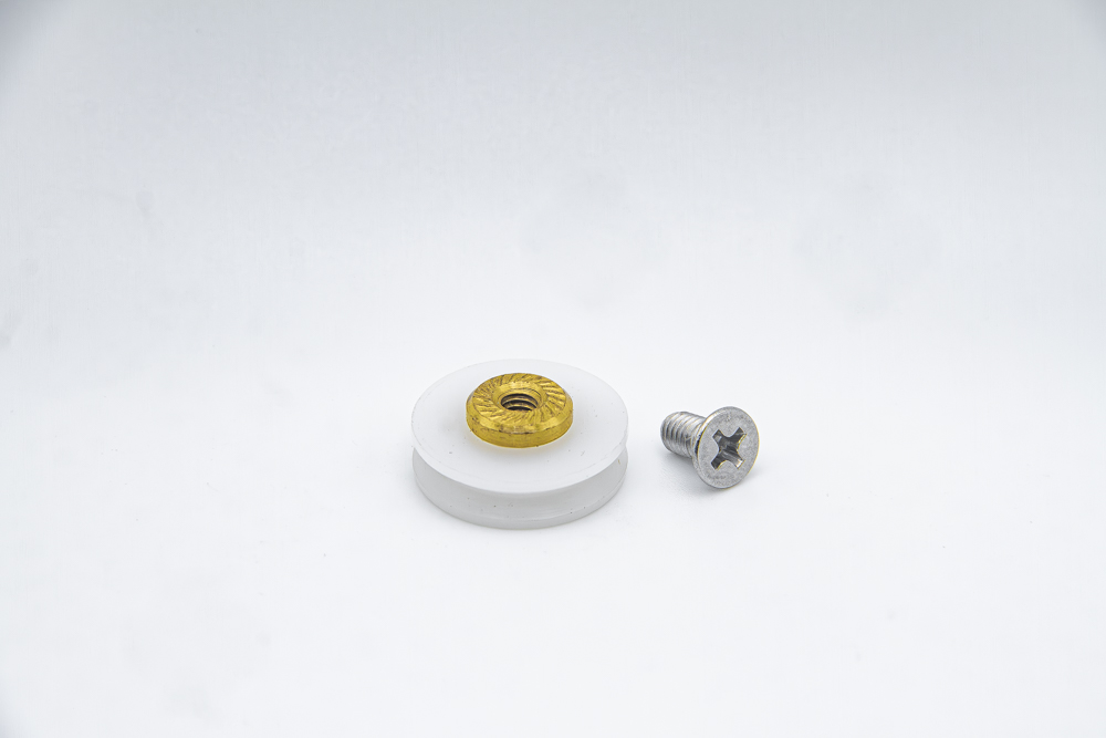 Rueda de nylon para mampara angular con rodamiento de casquillo, pista cóncava. Eje roscado M4, diámetro 19 mm. RAN (6 UNIDADES) - Imagen 4