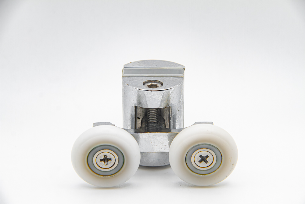 Rodamiento doble articulado con soporte cromado para mampara de ducha. Tornillo M6, diámetro rueda 23 mm. RAN (1 unidad)