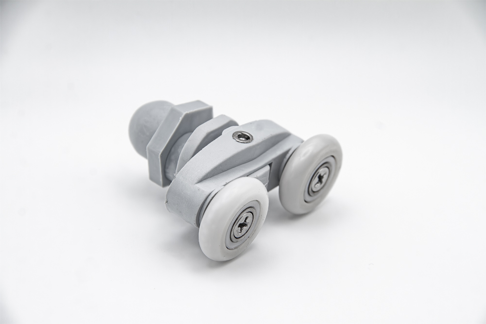 Rodamiento doble articulado con soporte de nylon para mampara de ducha. Tornillo M5, diámetro rueda 20 mm. RAN (2 unidades)