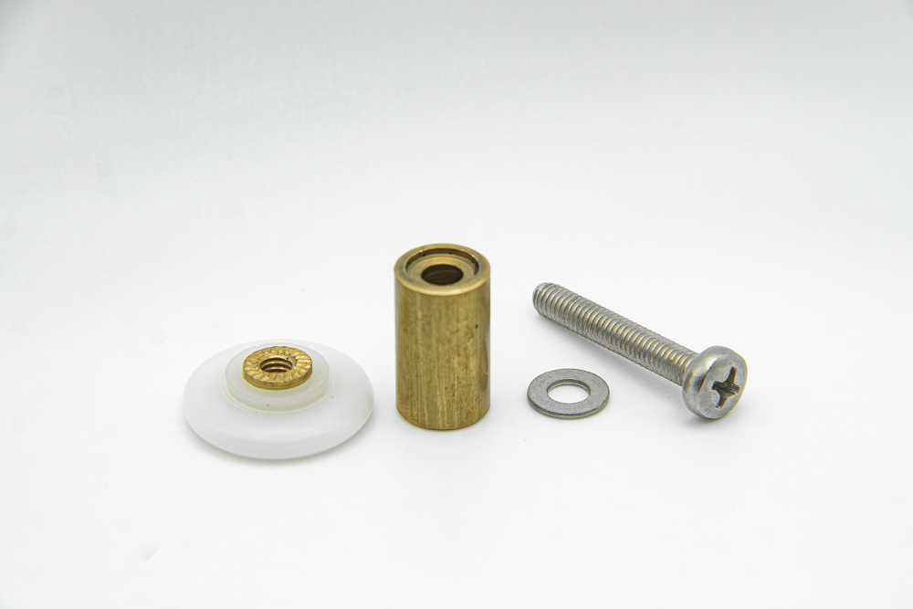 Rodamiento frontal 20 mm nylon casquillo 17 mm, arandela y tornillo métrica 4x25 mm inox (4 UNIDADES) - Imagen 3