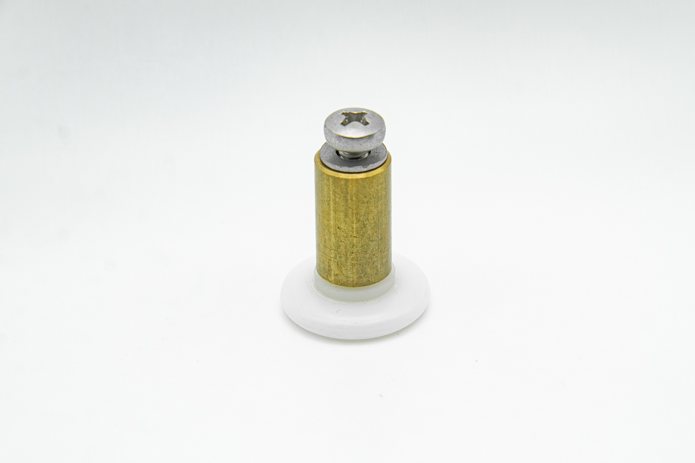 Rodamiento frontal 20 mm nylon casquillo 17 mm, arandela y tornillo métrica 4x25 mm inox (4 UNIDADES)