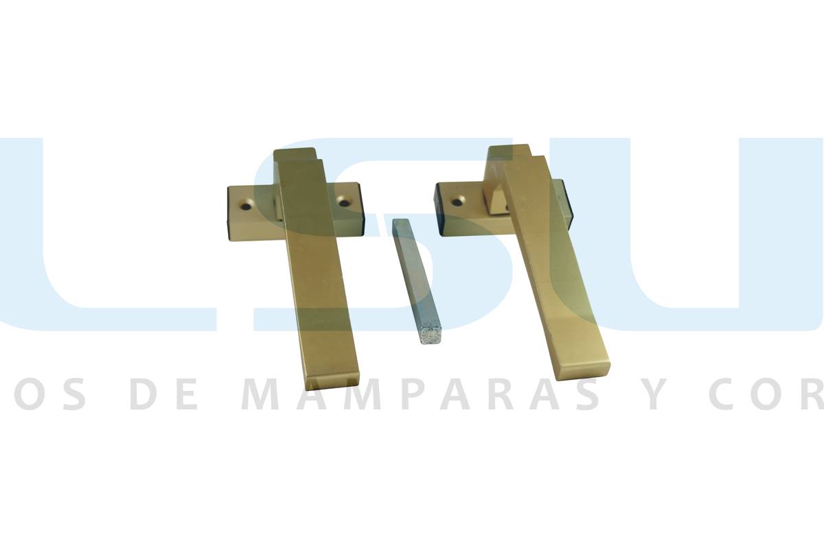 Juego manilla recuperable con escudo cuadradillo 8 mm aluminio oro