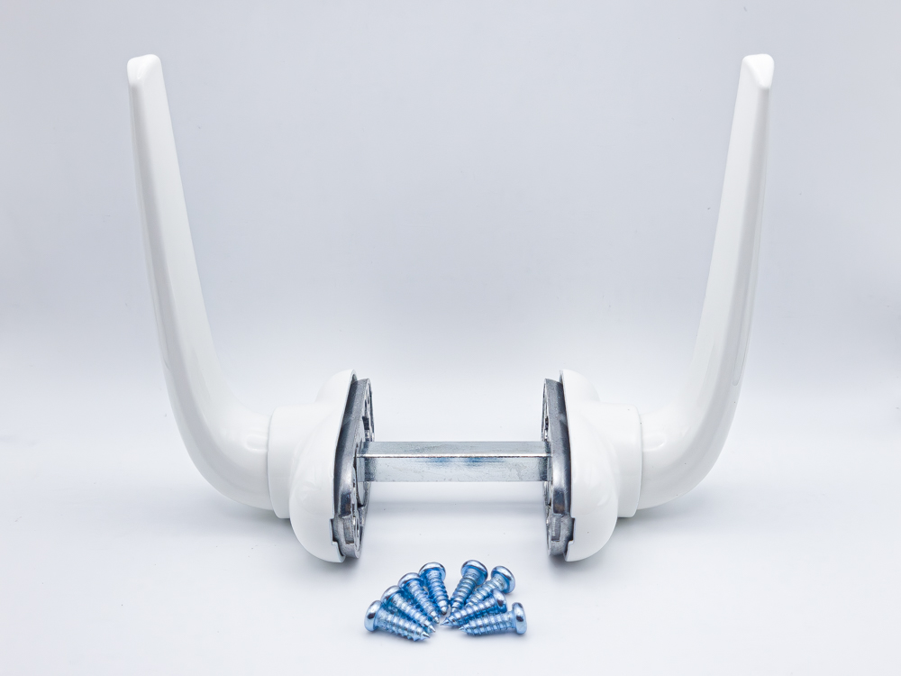 Juego de manillas recuperables con escudo para puerta/ventana de aluminio, con cuadradillo de 8 mm. Color blanco. RAN (1 JUEGO) - Imagen 2