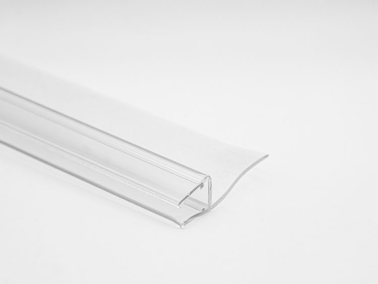 Perfil de cierre para mampara de vidrio, con pestaña/ala vertical de 23 mm. Caja de 6/8 mm (2 m). RAN