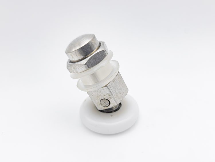 Rodamiento excéntrico regulable articulado para mampara de ducha con puerta corredera de cristal. M6, diámetro 25 mm. RAN (2 unidades)