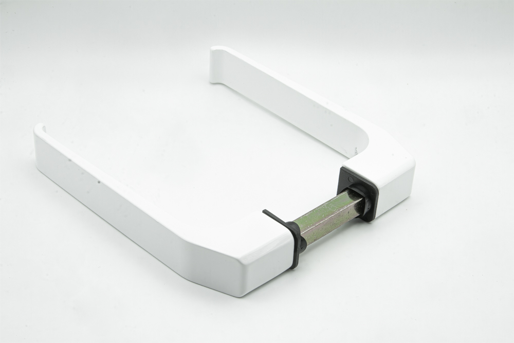 Juego de manillas para puerta/ventana de aluminio con cuadradillo de 8 mm. Color blanco. RAN (1 JUEGO)