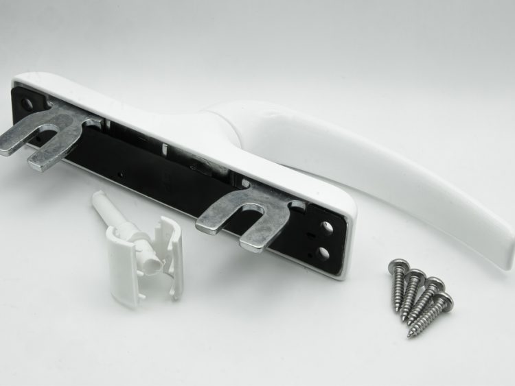 Cremona de accionamiento lateral. Apertura exterior, modelo antiguo, color blanco. RAN. ( 1 UNIDAD )