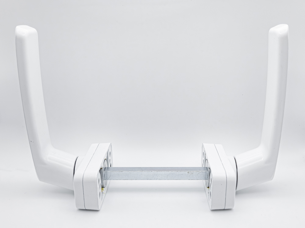 Juego de manillas recuperables con escudo para puerta/ventana de aluminio, con cuadradillo de 8 mm. Modelo Cerrato, color blanco. RAN (1 JUEGO) - Imagen 3