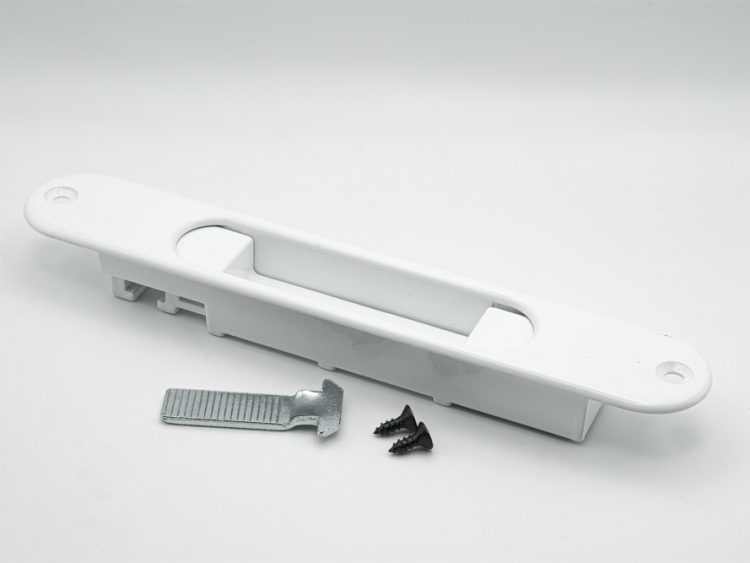 Cierre embutido ancho aluminio blanco con gatillo y condena (2 UNIDADES)