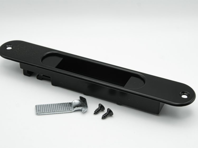 Cierre embutido ancho aluminio negro con gatillo y condena. RAN (2 UNIDADES)