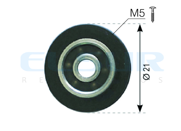 Rodamiento de bolas para mosquiteras de ventana corredera, de 21 mm de diámetro. RAN (4 UNIDADES) - Imagen 2