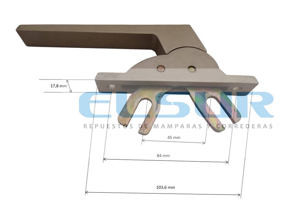 Cremona de accionamiento frontal de aluminio. Modelo antiguo, color blanco. RAN (1 UNIDAD) - Imagen 2
