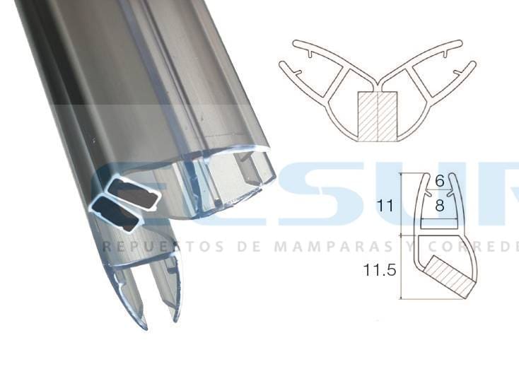 Imán mampara 90 grados caja 6/8 mm X 2 m