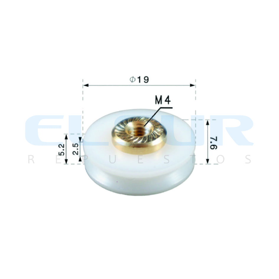 RUEDAS PARA MAMPARA ANGULAR 19 mm