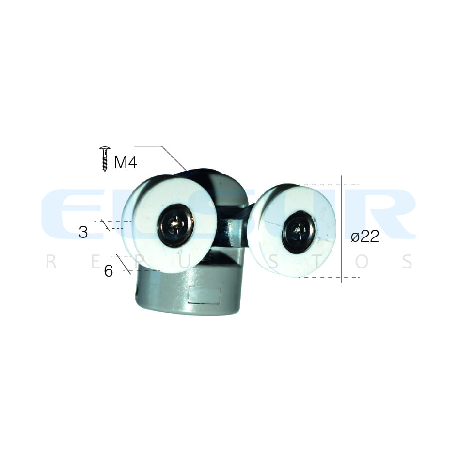 RUEDA PARA MAMPARA PINZA DOBLE