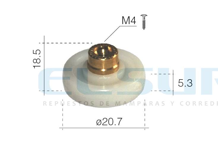 RODAMENTO PISTA LISA 20 mm NYLON CASQUILLO