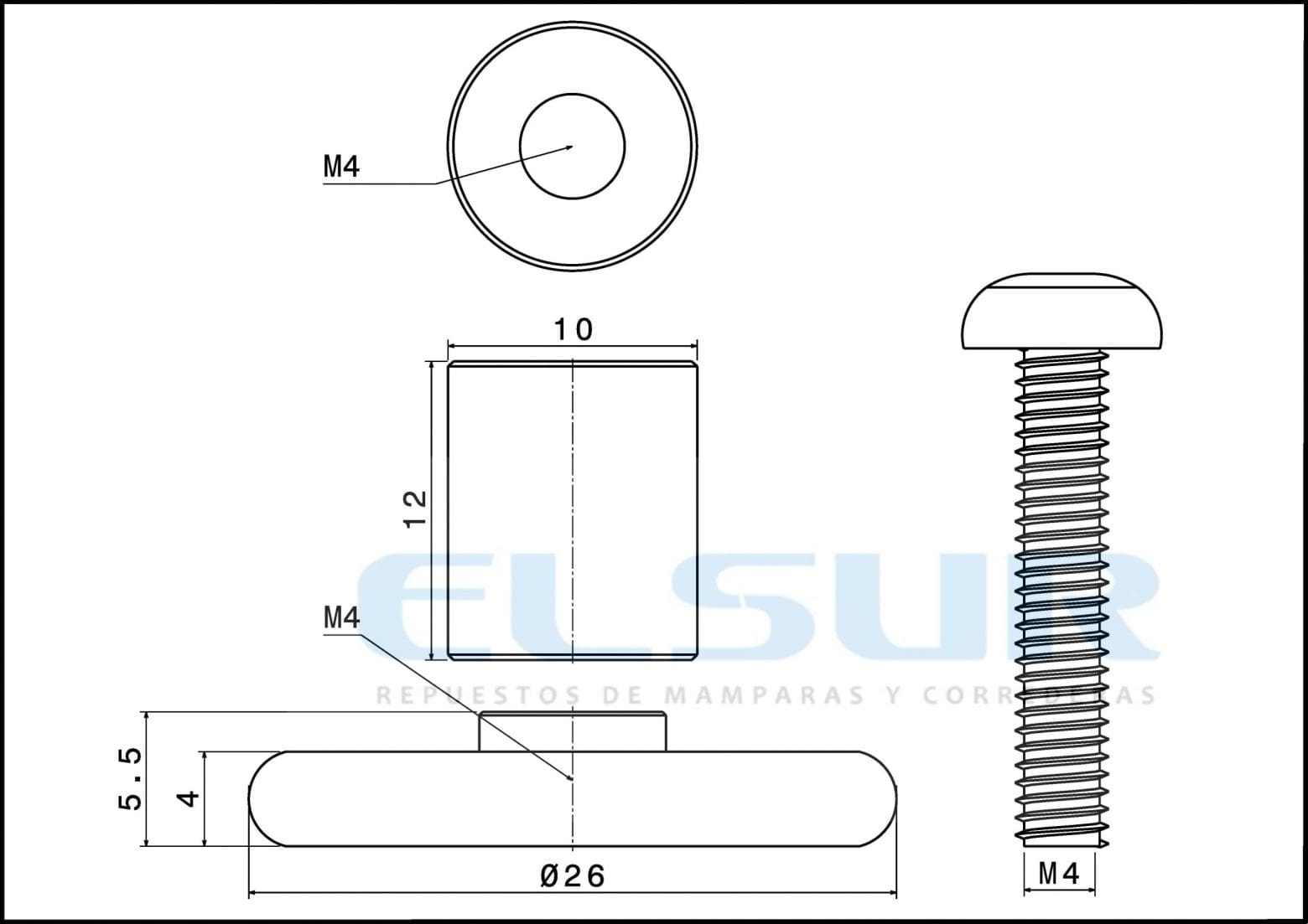 Frontal 26 mm bolas casquillo 12mm