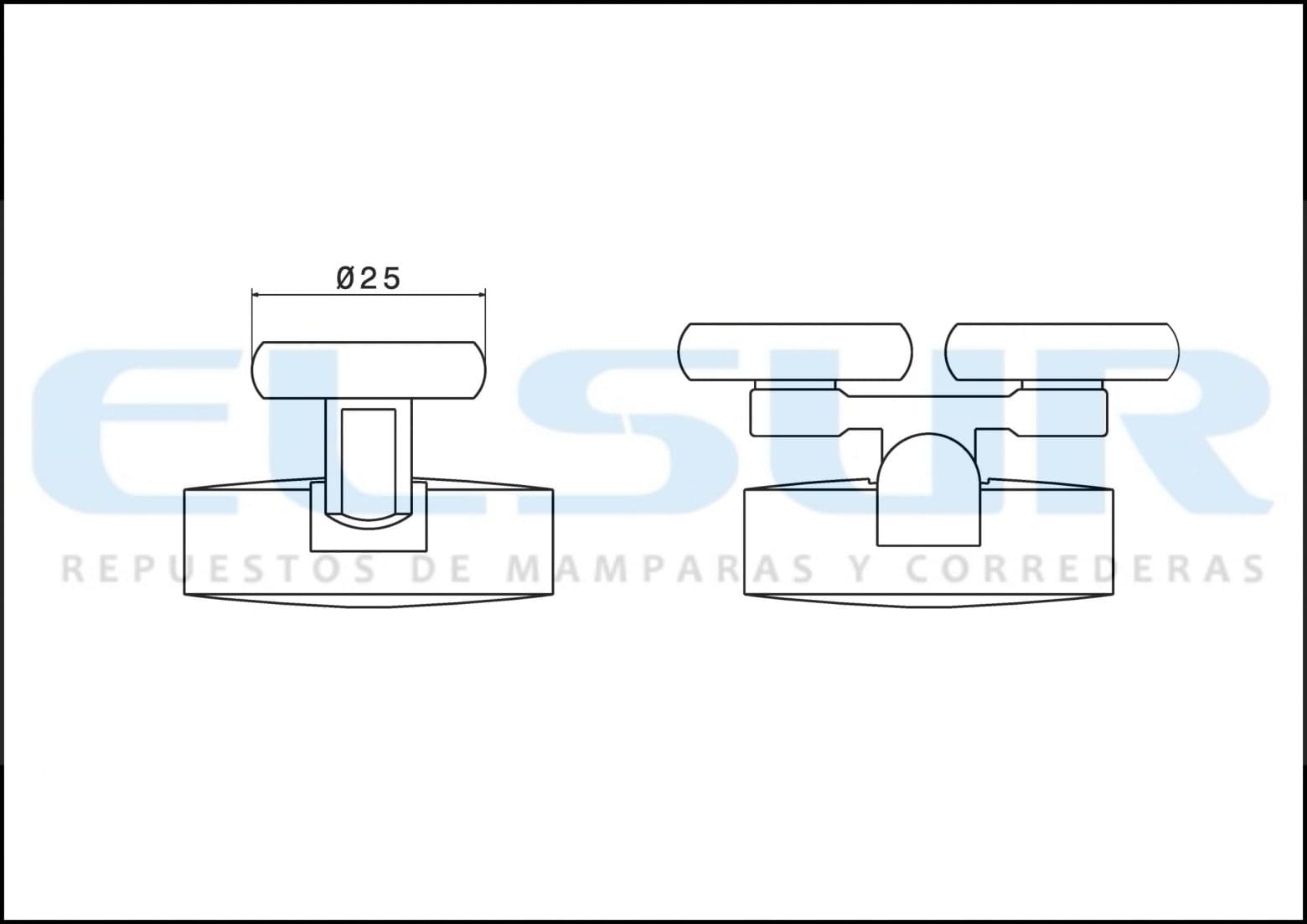 Juego mariposa nylon doble rodamiento 25mm