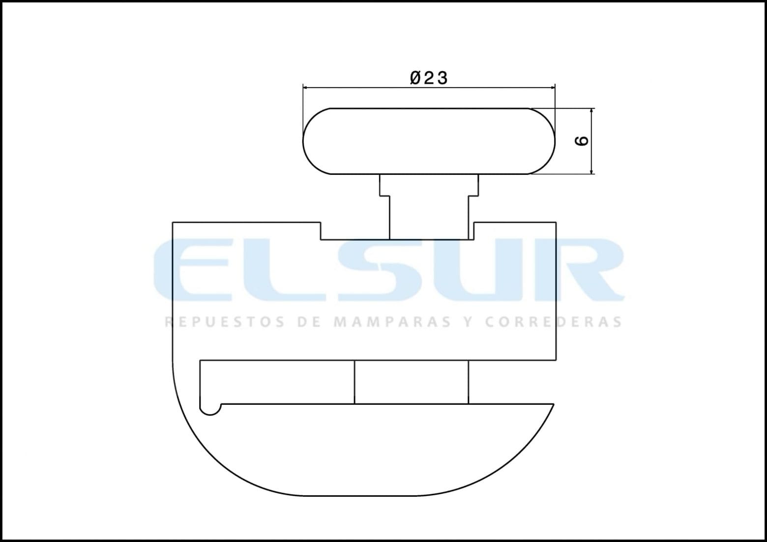Juego pieza superior y pieza inferior pinza nylon una rueda 23mm