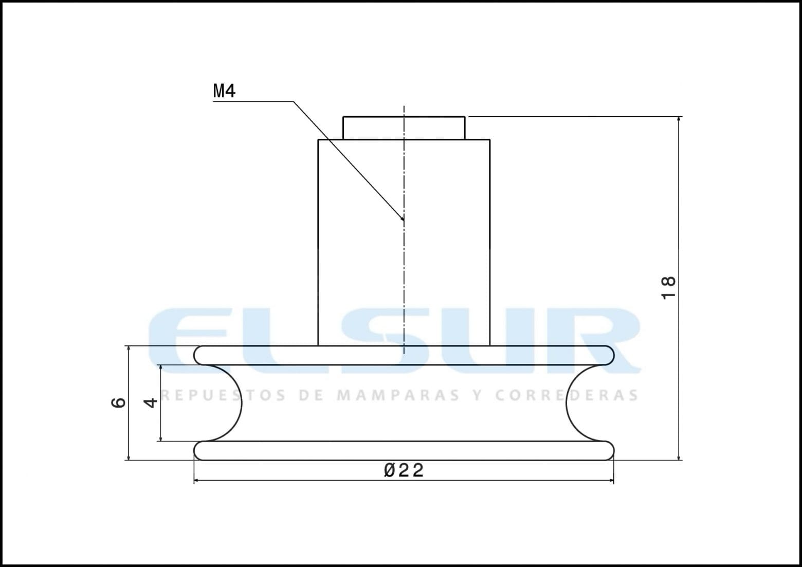 Rodamiento angular 22 mm bolas con tornillo 4×8