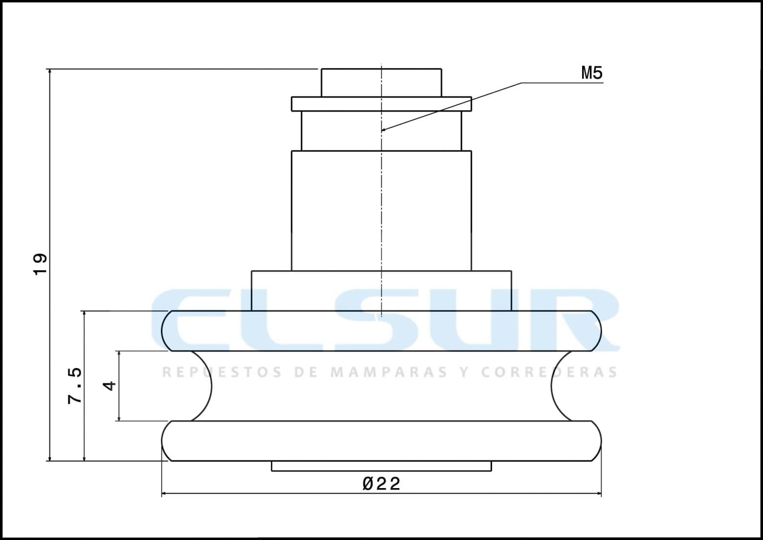 Rodamiento Angular 22mm nylon c/t 5×8